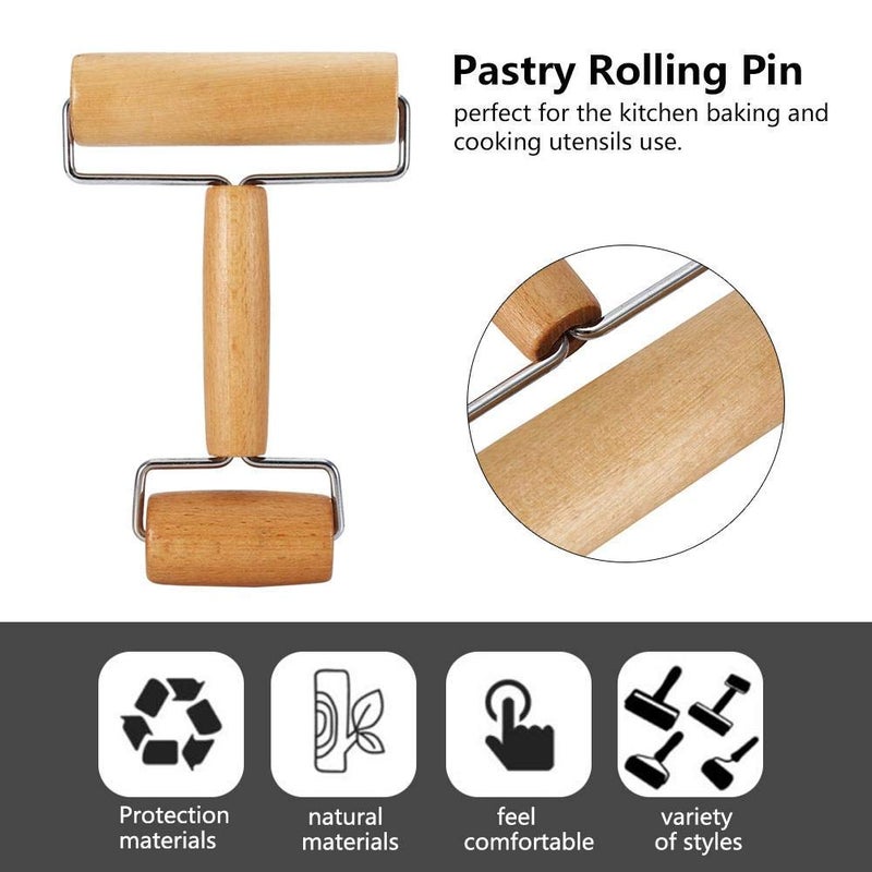TOPINCN Dough Baker Roller Set Wooden Rolling Pin Baking Kitchen Utensils for Pastry, Pizza,Cookie and More(Type 1) - Image 4